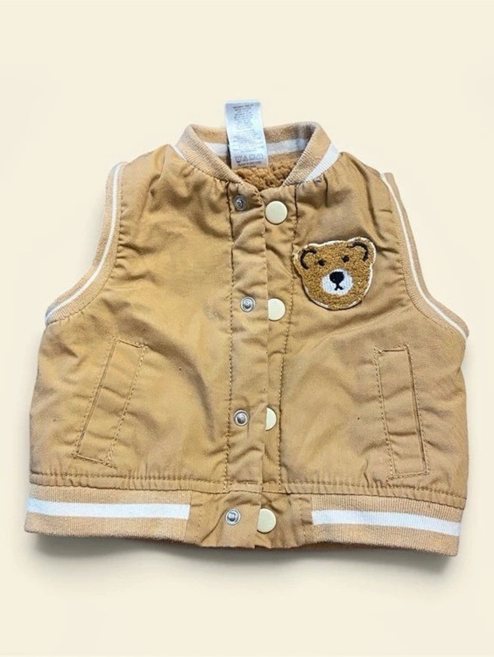Little Lad Varsity Sherpa-Lined Teddy Bear Patch Vest